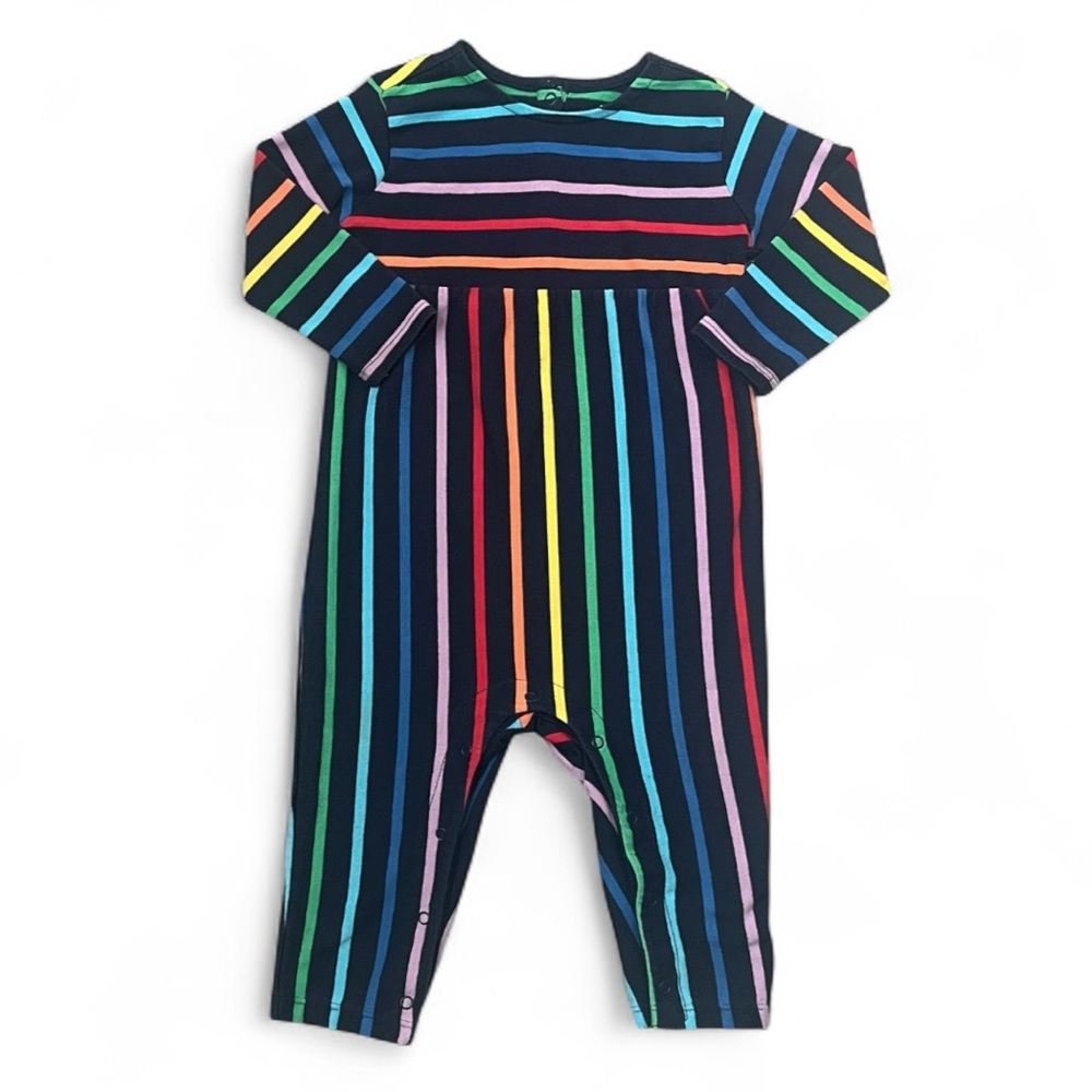 Baby Girl Long Sleeve Romper in Rainbow Stripe - Size 6-12 Months